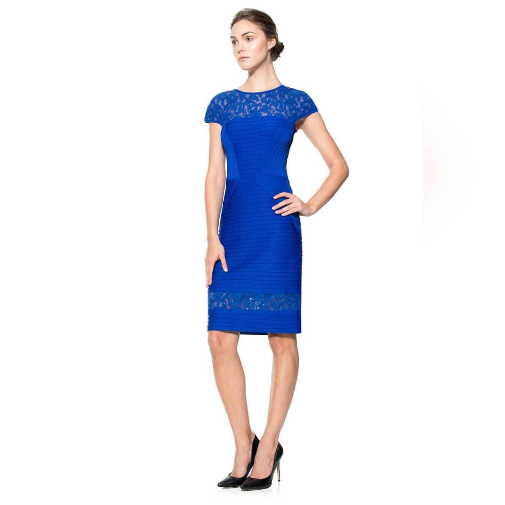 Tadashi Shoji - Pintuck Paneled Sheath Dress - Size XS